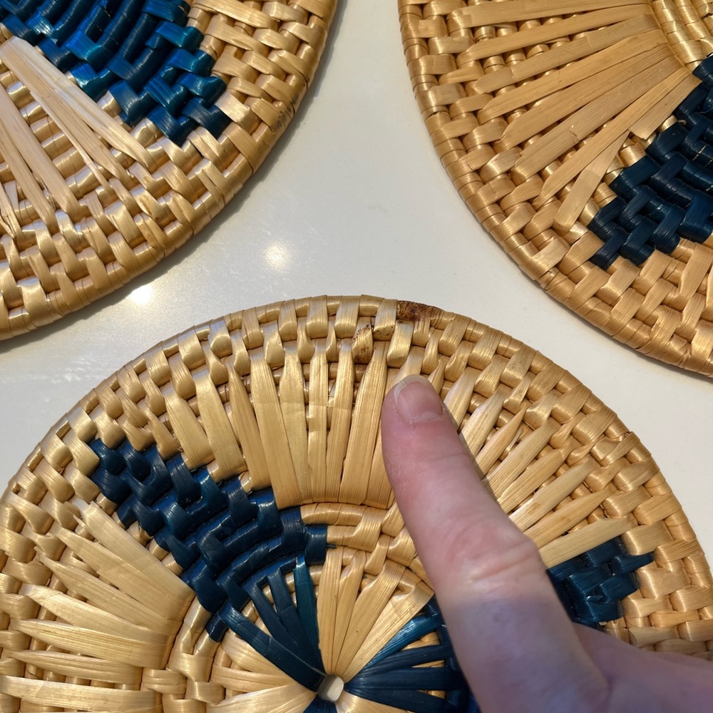 Set/3 Vintage woven trivets/ hot plates - Picture 10 of 13